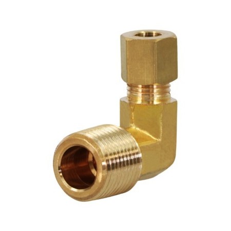 EVERFLOW 1/4" O.D. COMP x 3/8" MIP Reducing 90° Elbow Pipe Fitting, Lead Free Brass C69R-1438-NL